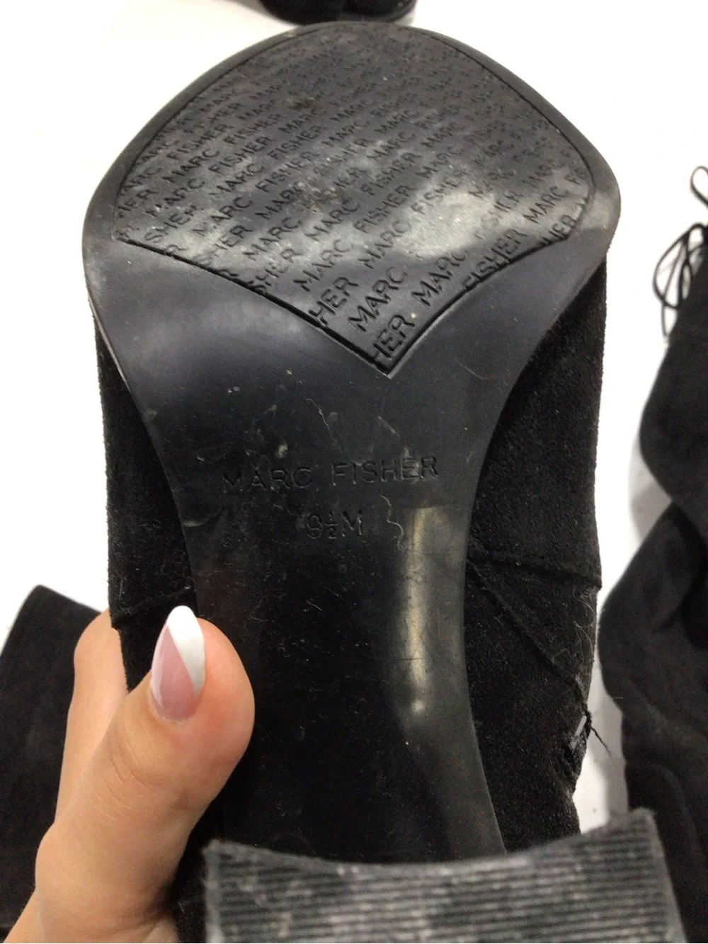 Marc Fisher Black Over-The-Knee Pointed-Toe Zip Boots